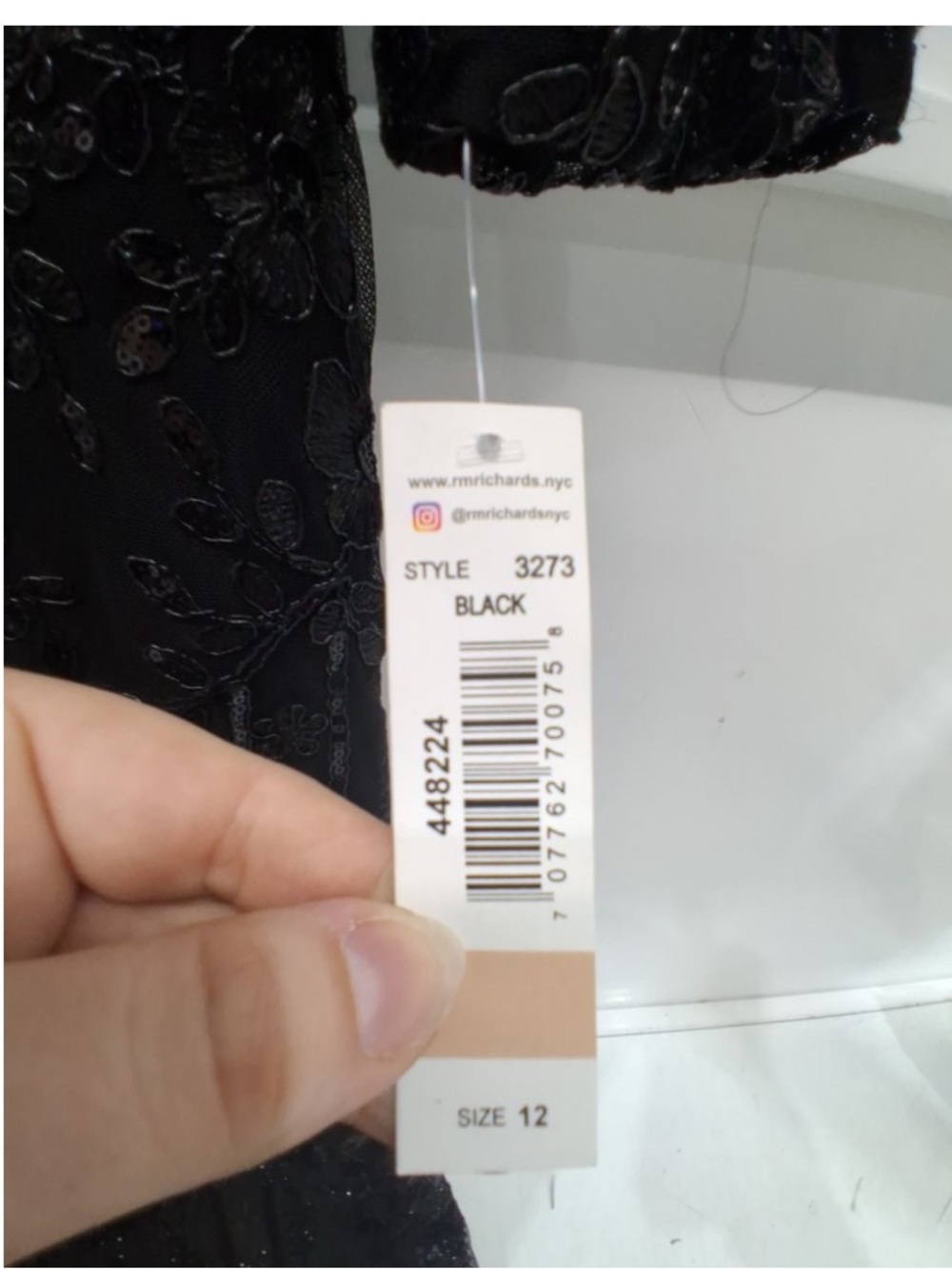 R&M Richards Black Sequin V-Neck Long Sleeve Gown Brand new - Picture 5 of 9